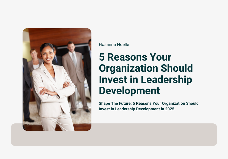 Business leader facilitating leadership development training session with newly promoted managers in modern conference room